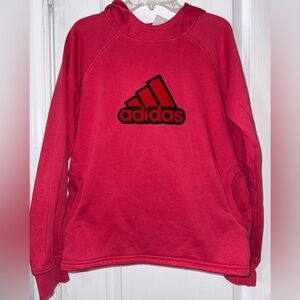 Adidas Red Hoodie Pullover Sweatshirt Logo Size S